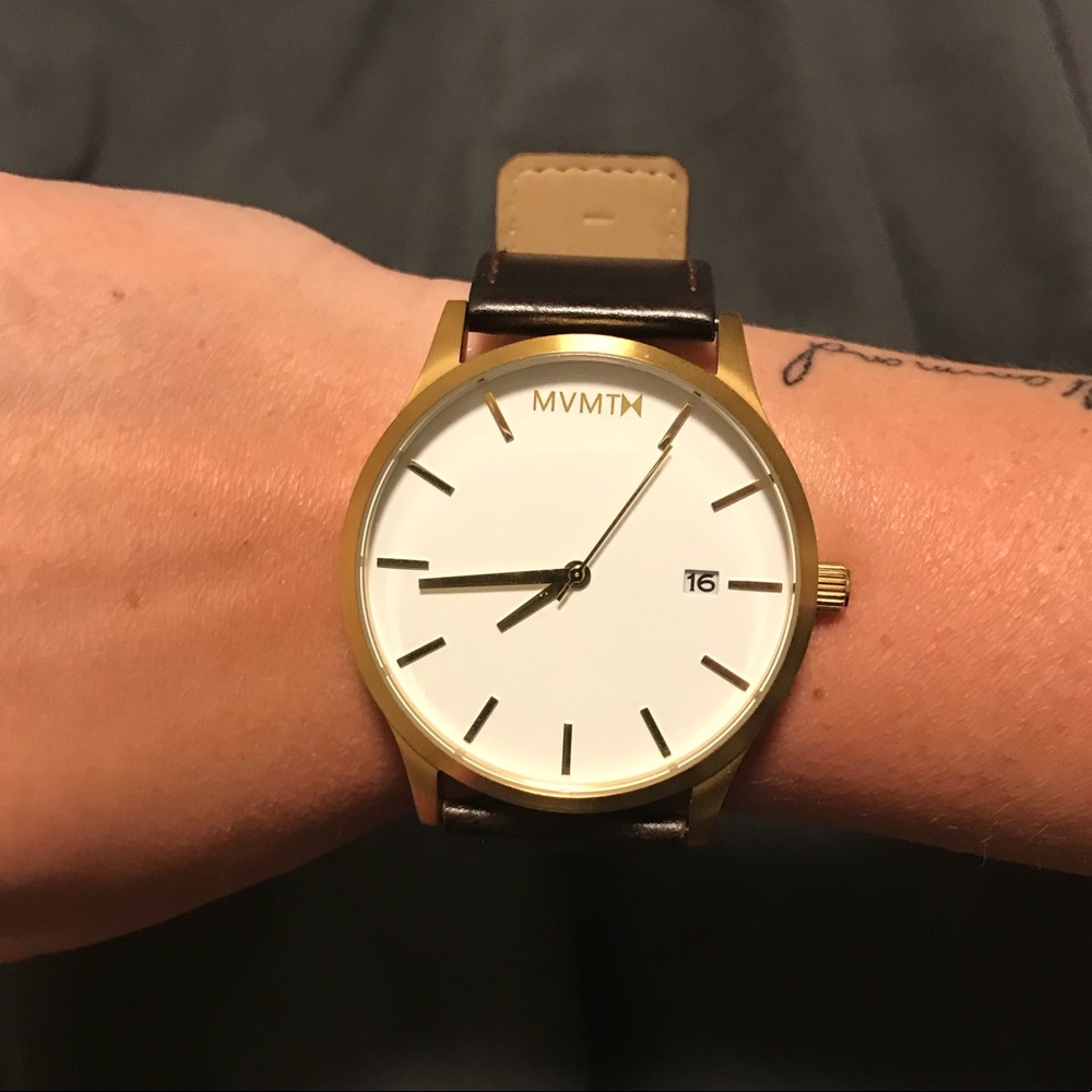 Brown leather MVMT watch